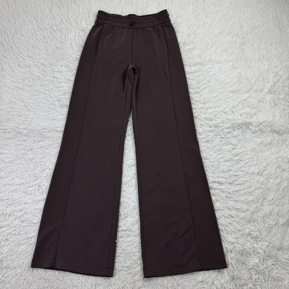 Lululemon Pants Womens 4 Brown Ribbed Softstreme High Rise Pant 32.5" Wide Leg